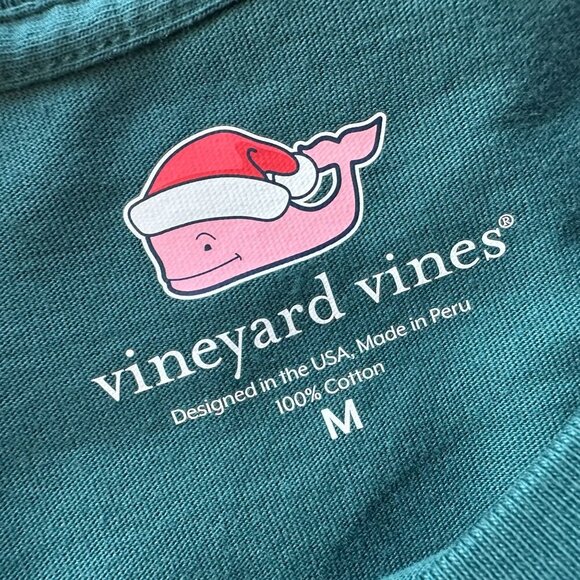 Vineyard Vines Merry Christmas Santa Whale Logo Pocket T-Shirt Mens Medium - Picture 5 of 6